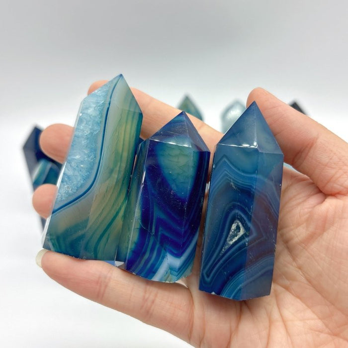 Blue Dyed Agate Tower Point Wholesale