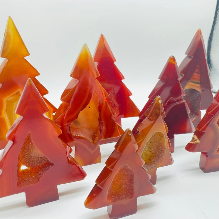 Carnelian Geode Pine Tree Christmas Tree Carving Wholesale
