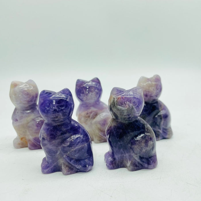 Chevron Amethyst Cat Carving Wholesale