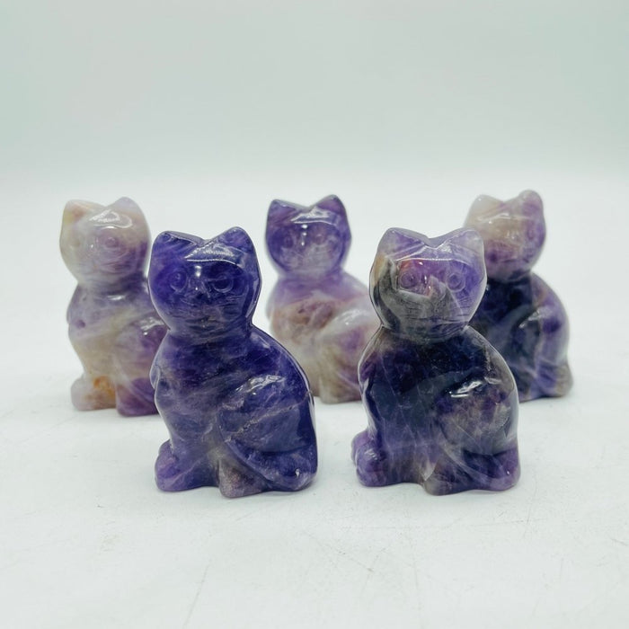 Chevron Amethyst Cat Carving Wholesale