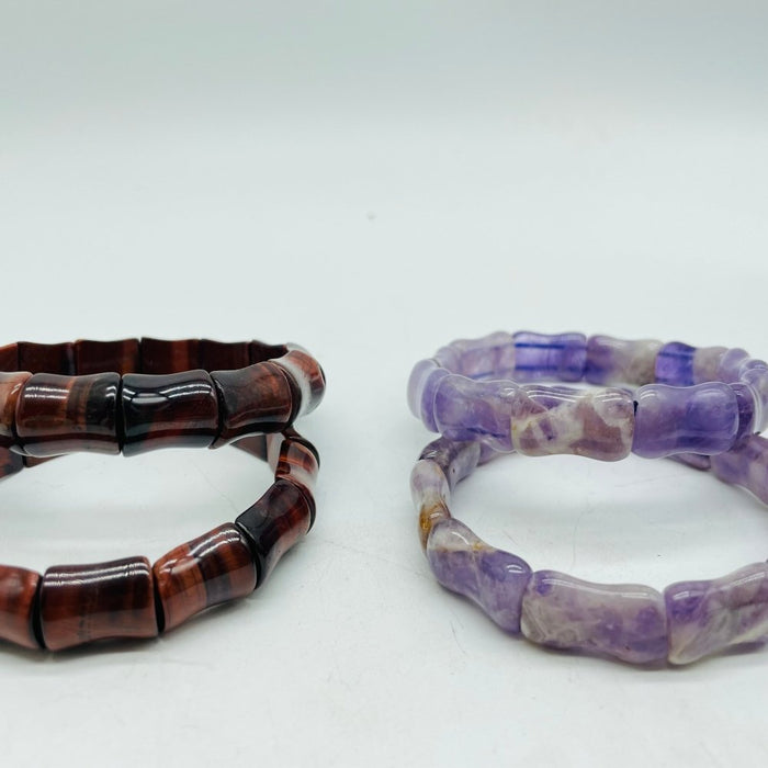 Chevron Amethyst & Red Tiger Eye Bracelet Crystal Wholesale