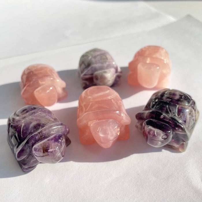 4 Types 2in Tortoise Turtle Chevron Amethyst&Rose Quartz Carving Wholesale