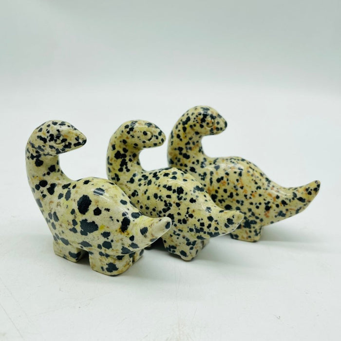 Clear Quartz & Dalmatian Jasper Dinosaur Carving Animals Wholesale