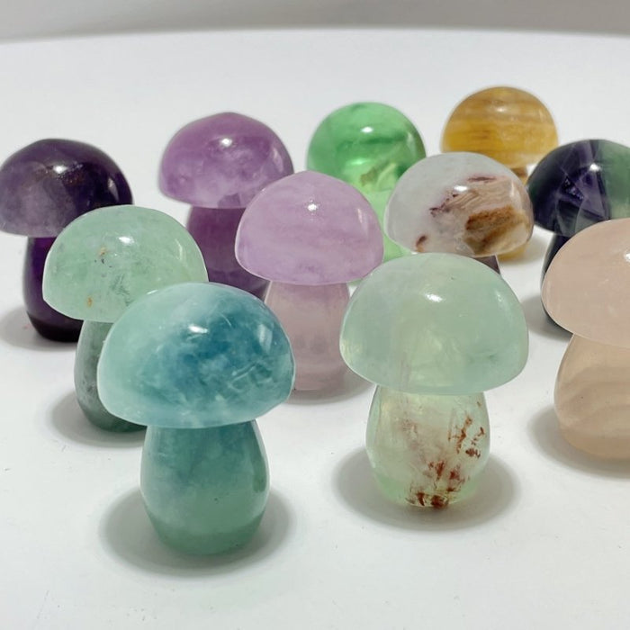 Colorful Fluorite Mushroom Carving Wholesale