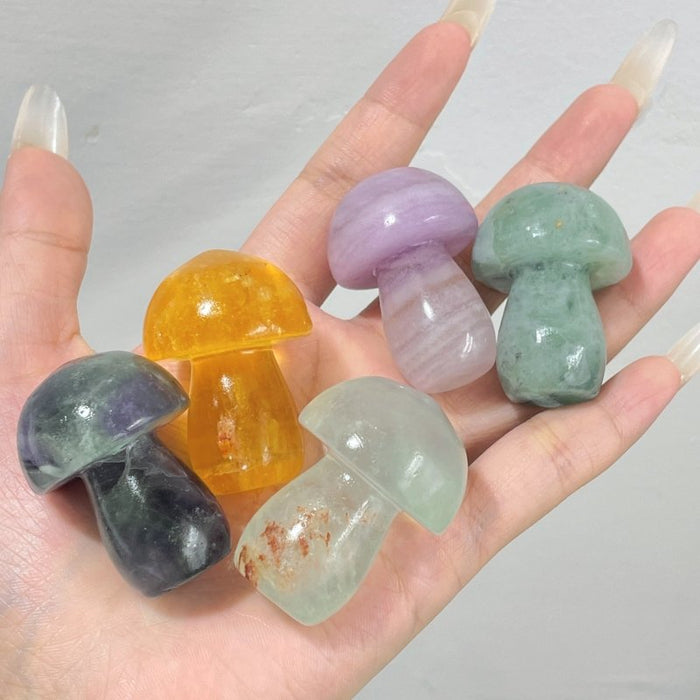 Colorful Fluorite Mushroom Carving Wholesale