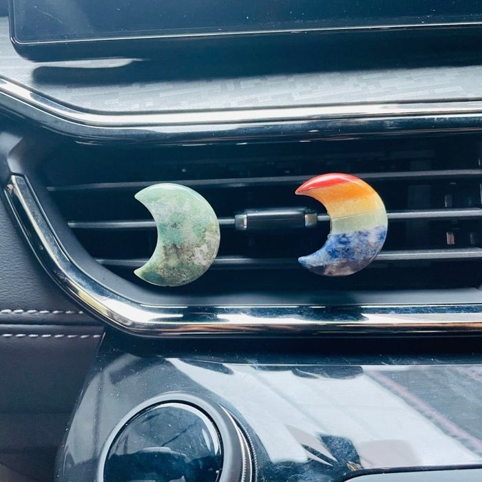 Crystal Car Air Vent Clips Moon 7 Chakra Stone Car Accessories