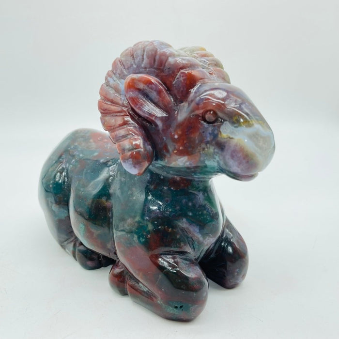 High Quality Ocean Jasper Goat Carving