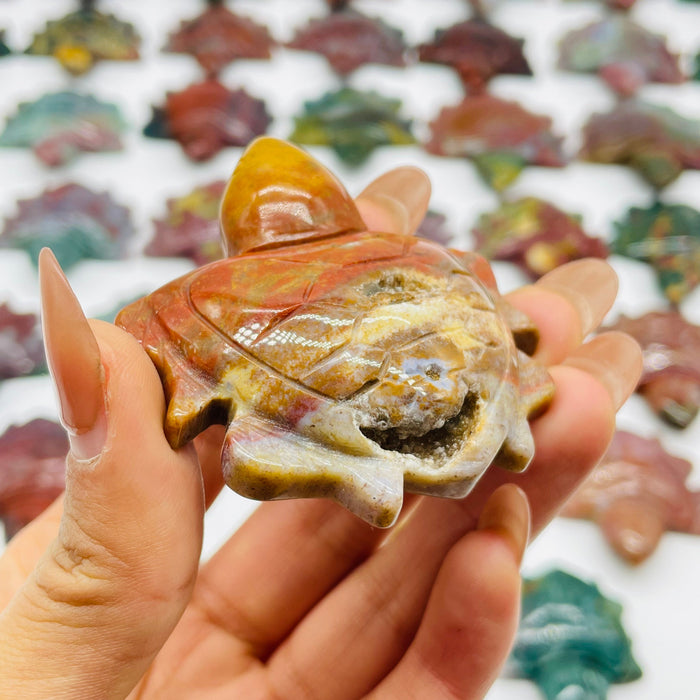 42 Pieces Colourful Ocean Jasper Sea Turtle Carving