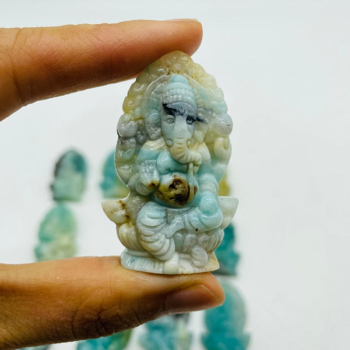 12 Pieces High Quality Caribbean Calcite Ganesha Carving