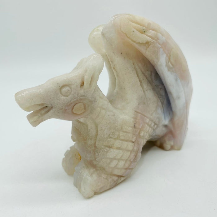 Sakura Flower Agate Flying Dragon Carving