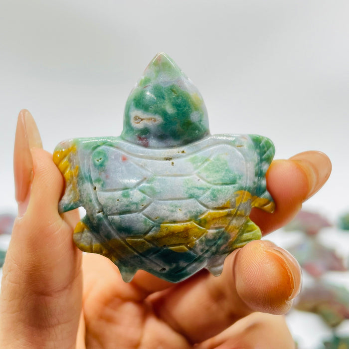 42 Pieces Colourful Ocean Jasper Sea Turtle Carving