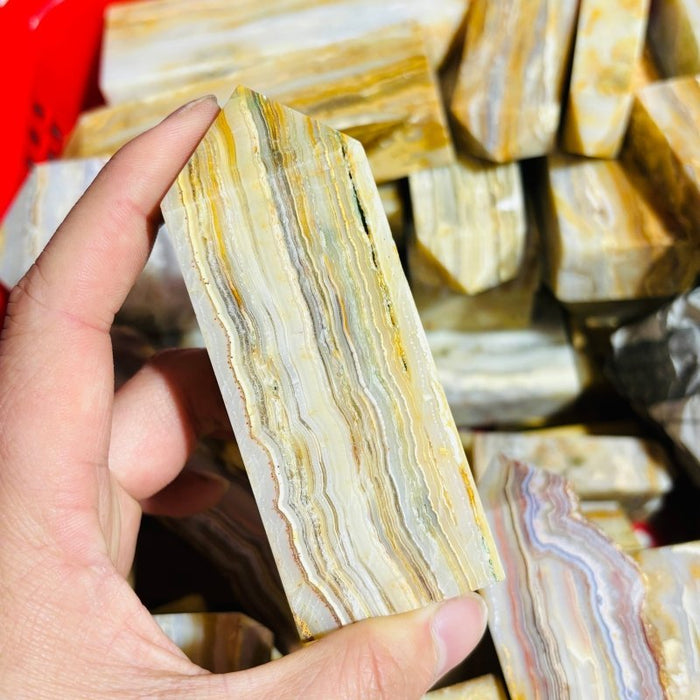 Fat Yellow Agate Four-Sided Tower Points Wholesale