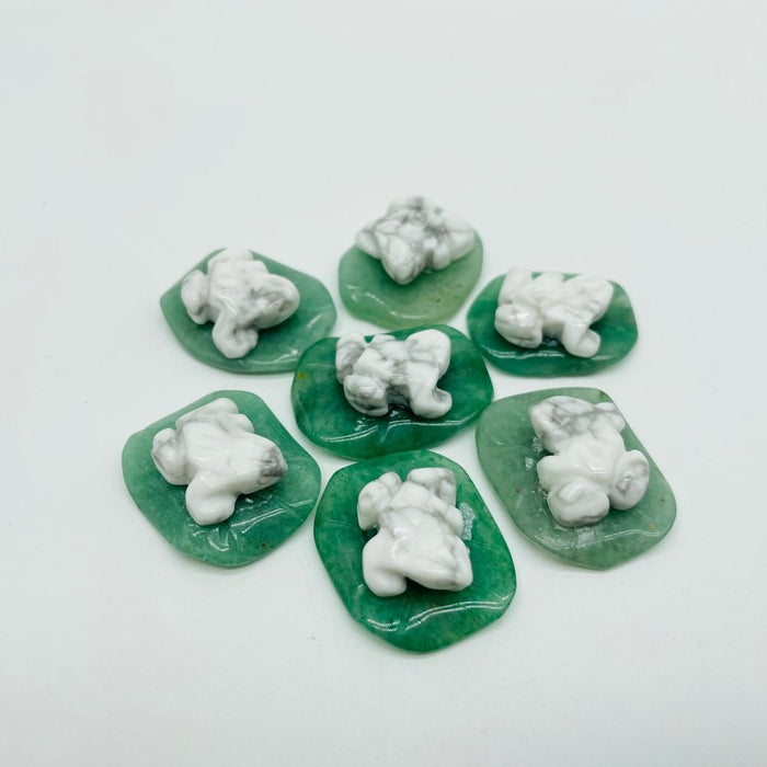 Frog On Leaf Mini Carving Wholesale Sakura Agate Red Jasper Howlite