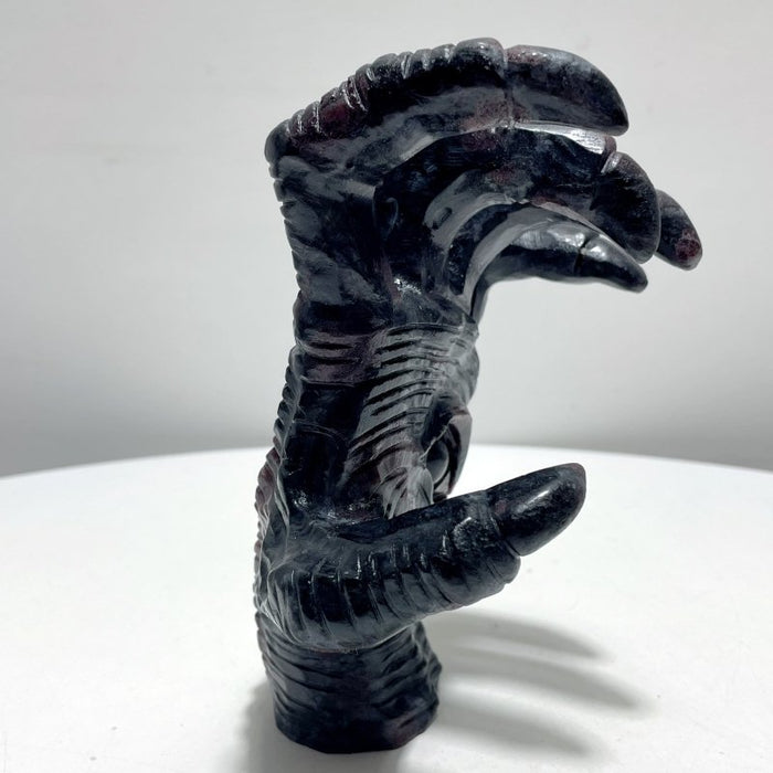Garnet Mixed Astrophyllite Witchcore Demon Hand Carving
