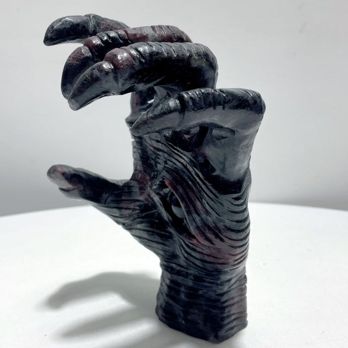 Garnet Mixed Astrophyllite Witchcore Demon Hand Carving