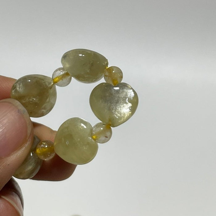 Gold Mica Heart With Gold Rutile Bead Bracelet Wholesale