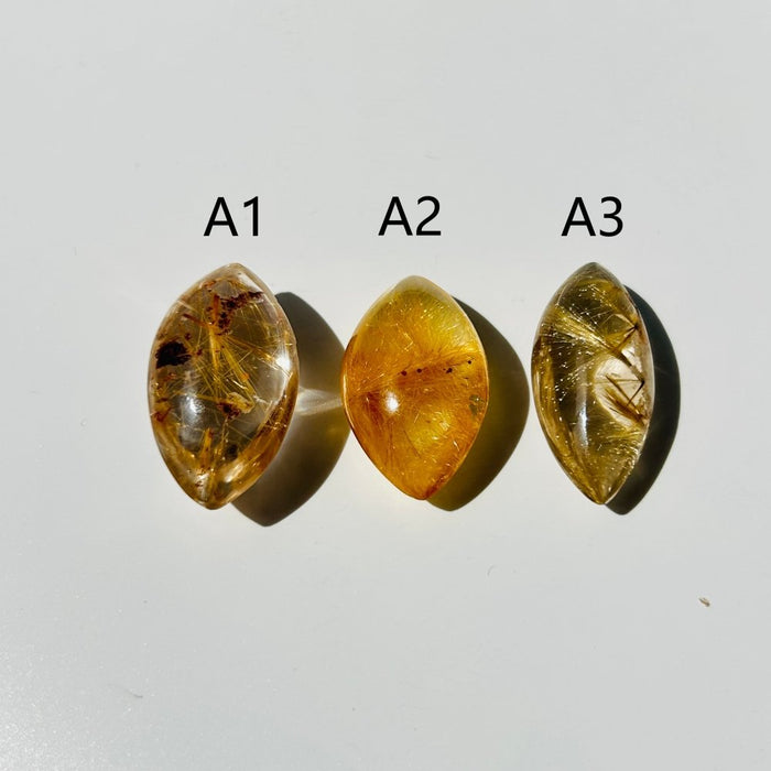 Gold Rutile Quartz Marquise Shape For Jewelry Making DIY Pendant