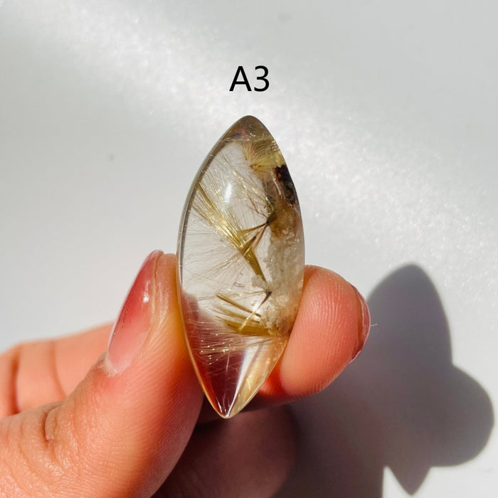 Gold Rutile Quartz Marquise Shape For Jewelry Making DIY Pendant