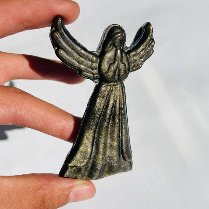 Gold Sheen Obsidian Angel Carving Wholesale
