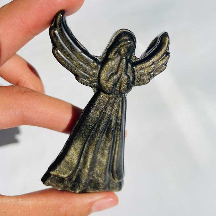 Gold Sheen Obsidian Angel Carving Wholesale