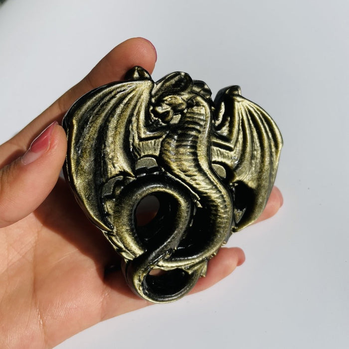 Gold Sheen Obsidian Dragon Carving Wholesale