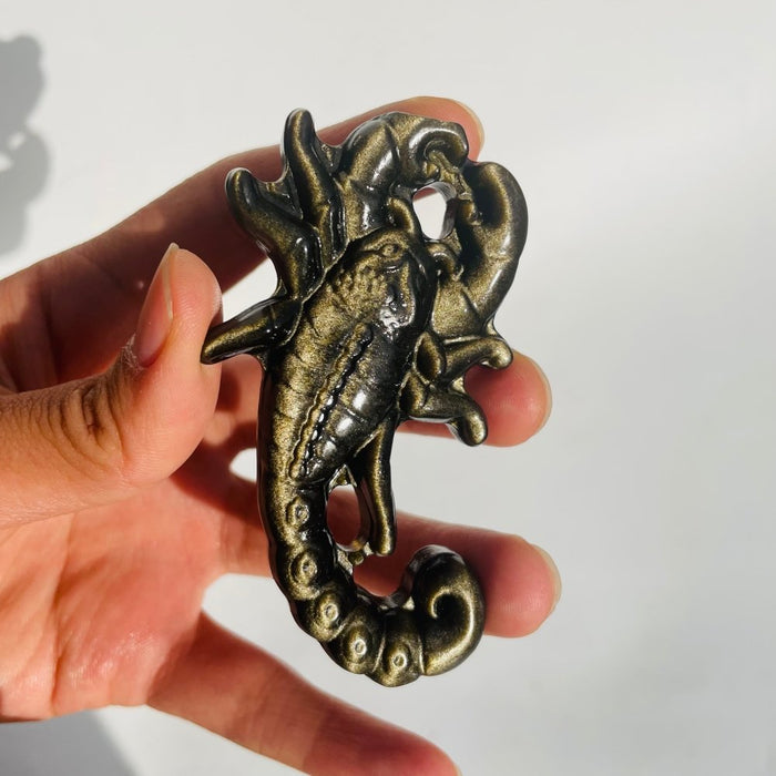 Gold Sheen Obsidian Scorpion Carving Wholesale