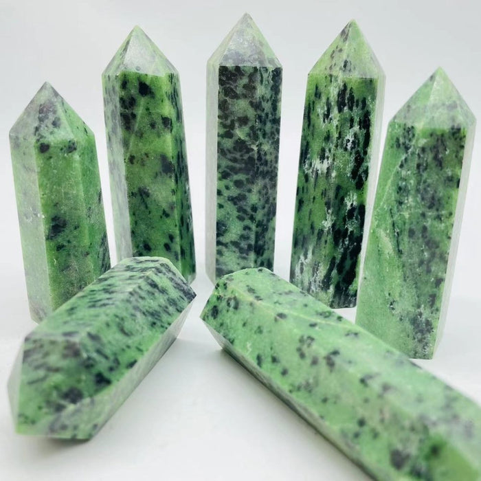 Grade-B Green Zoisite Quartz Point Tower Wholesale