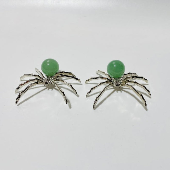 Green Aventurine Crystal Sphere Spider Ornament Handmade Alloy Spider DIY Wholesale