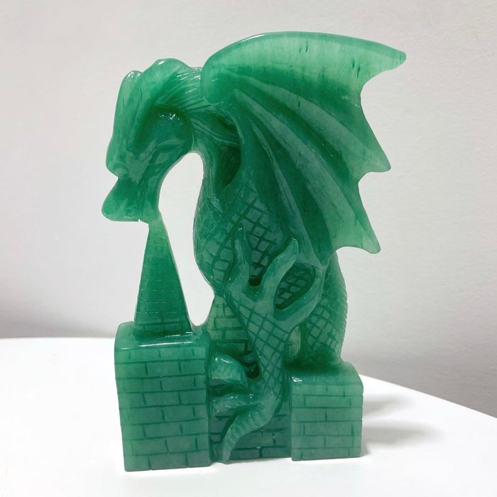 Green Aventurine Dragon Castle Carving