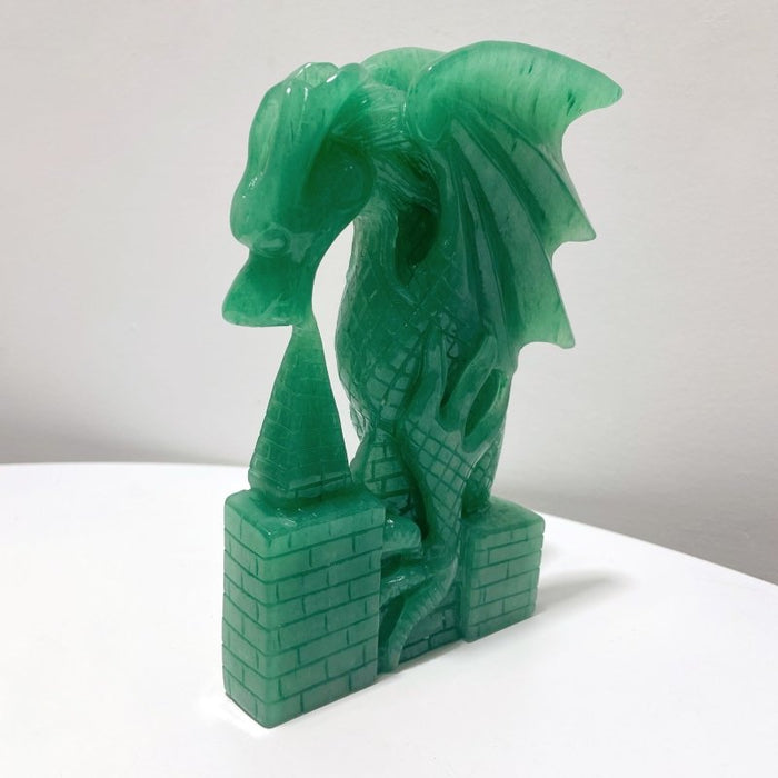 Green Aventurine Dragon Castle Carving