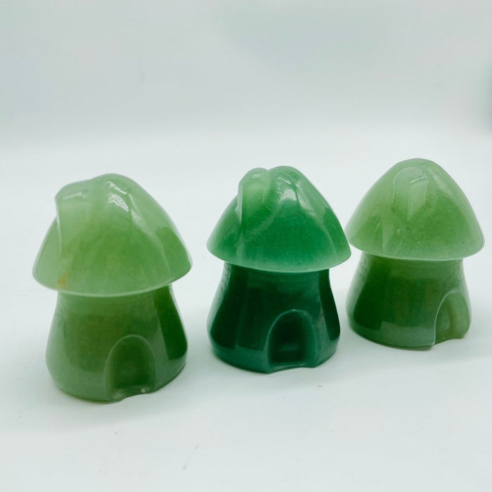 Green Aventurine Mushroom House Carving Wholesale