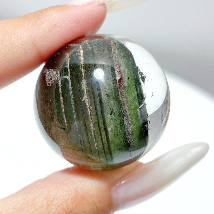 Green Garden Quartz Sphere With Wooden Stand