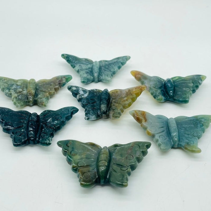 Green Ocean Jasper Beautiful Butterfly Carving Wholesale