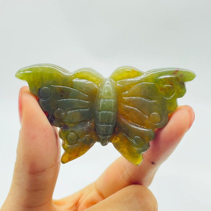 Green Ocean Jasper Beautiful Butterfly Carving Wholesale