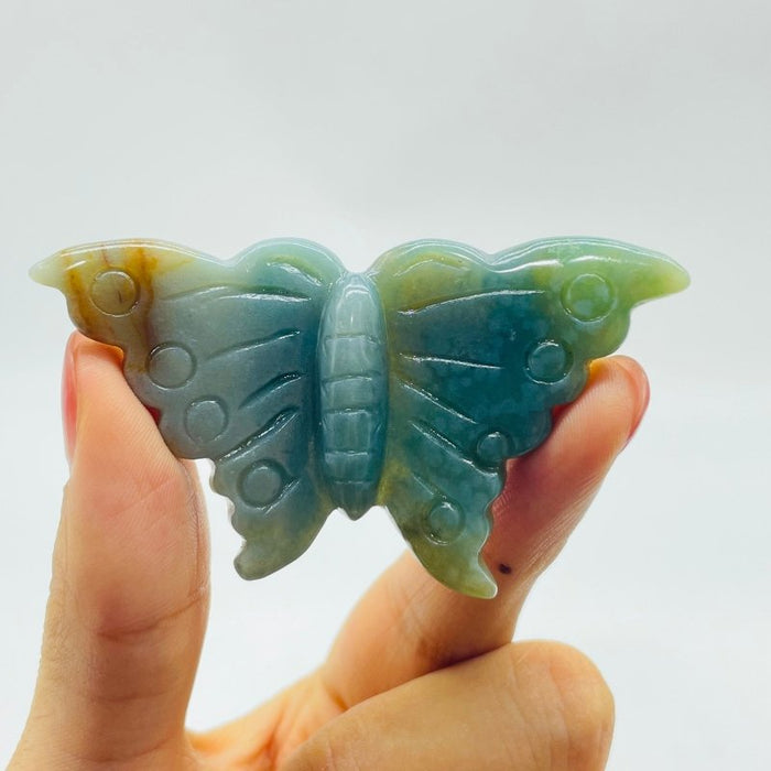 Green Ocean Jasper Beautiful Butterfly Carving Wholesale