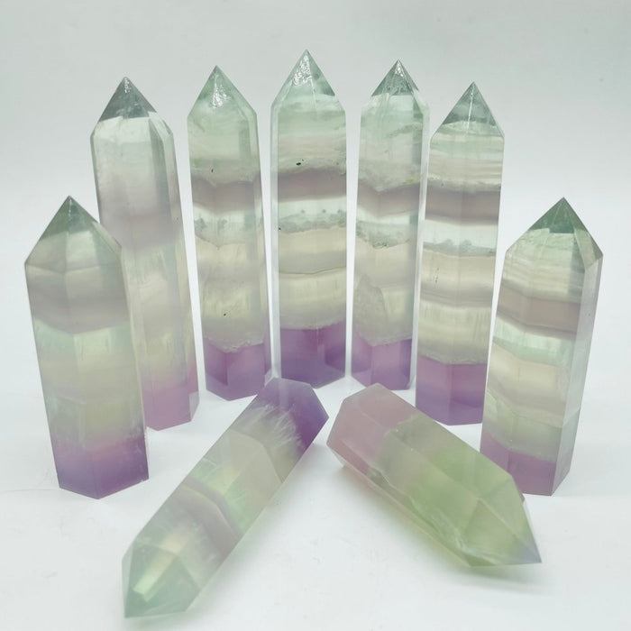 Transparent Pastel Fluorite Green Purple Fluorite Tower Points Wholesale