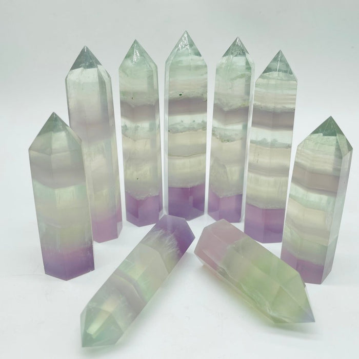 Transparent Pastel Fluorite Green Purple Fluorite Tower Points Wholesale