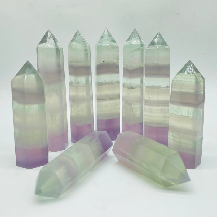 Transparent Pastel Fluorite Green Purple Fluorite Tower Points Wholesale