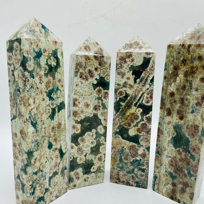 Green Flower Stone Four-Sided Large Tower Point Wholesale