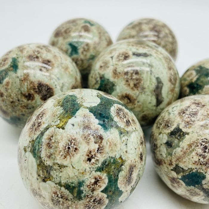 Green Flower Stone Sphere Ball Wholesale
