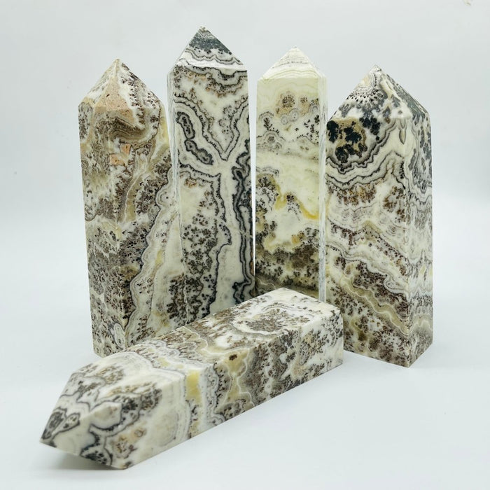 Grey Calcite Four-Sided Tower Point Wholesale