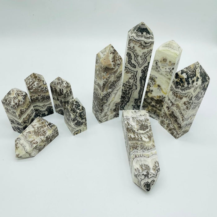 Grey Calcite Four-Sided Tower Point Wholesale