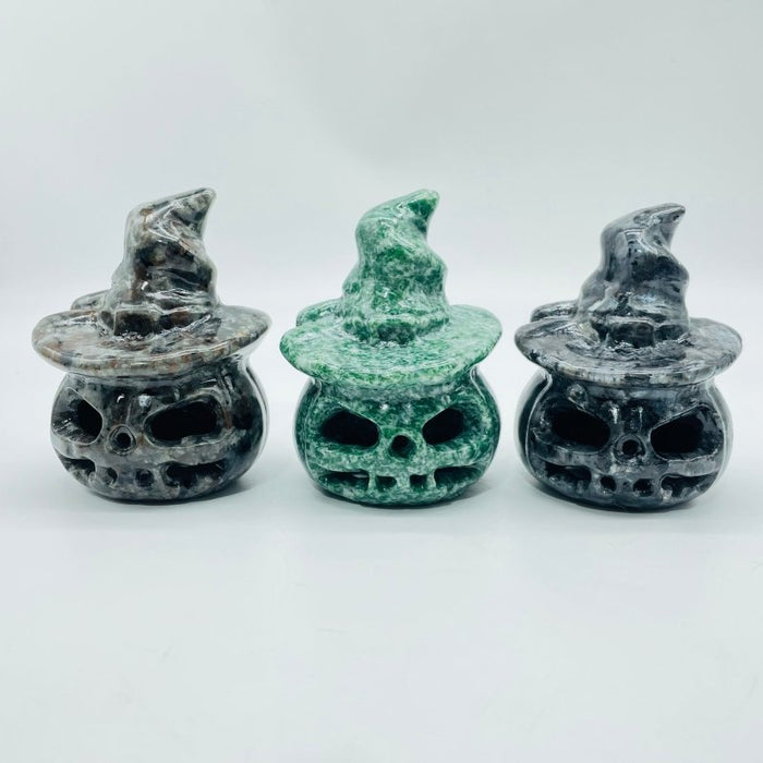Halloween Pumpkin Wizard Hollow Carving Wholesale Yooperlite Larvikite Tree Agate