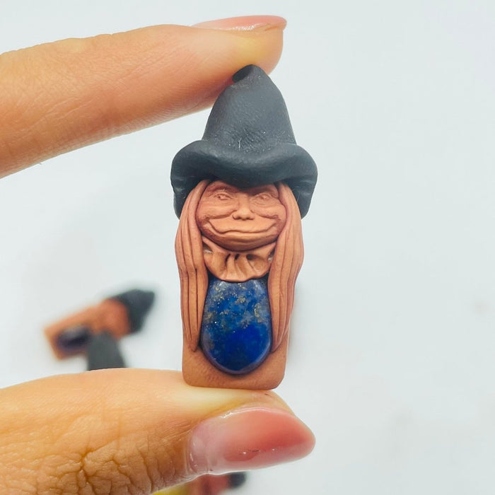 Handmade Clay Witch Pendant Wholesale Labradorite Amethyst Agate