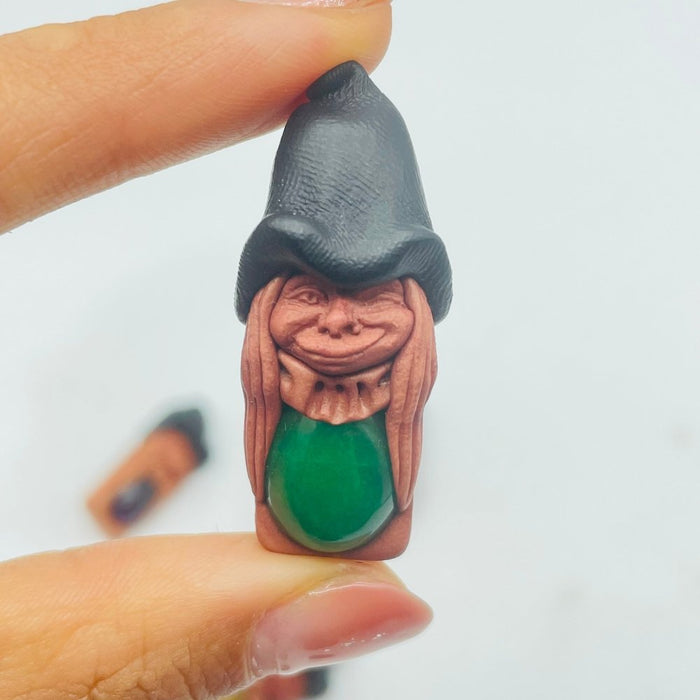 Handmade Clay Witch Pendant Wholesale Labradorite Amethyst Agate