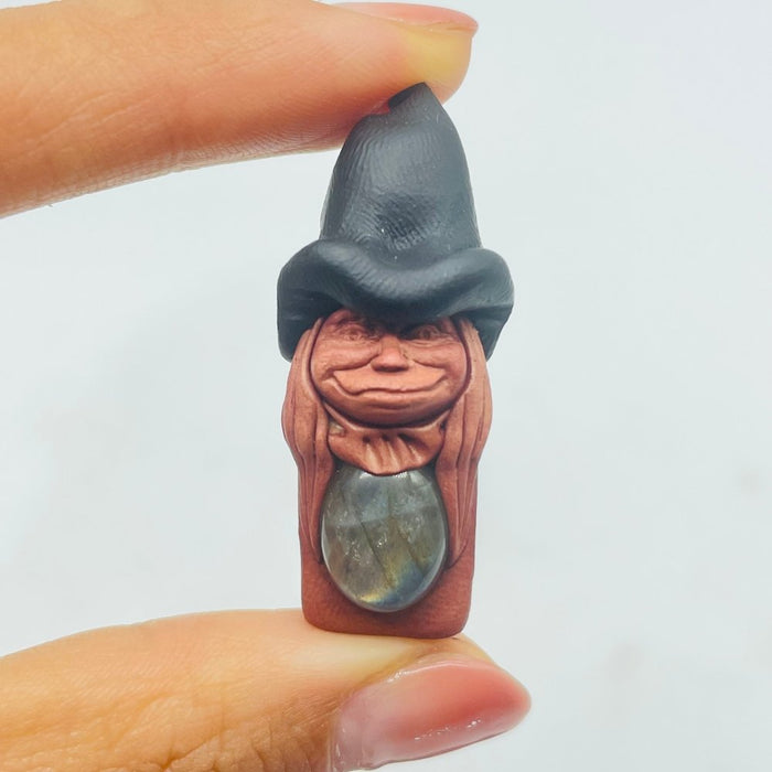 Handmade Clay Witch Pendant Wholesale Labradorite Amethyst Agate