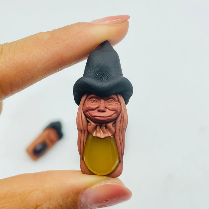 Handmade Clay Witch Pendant Wholesale Labradorite Amethyst Agate