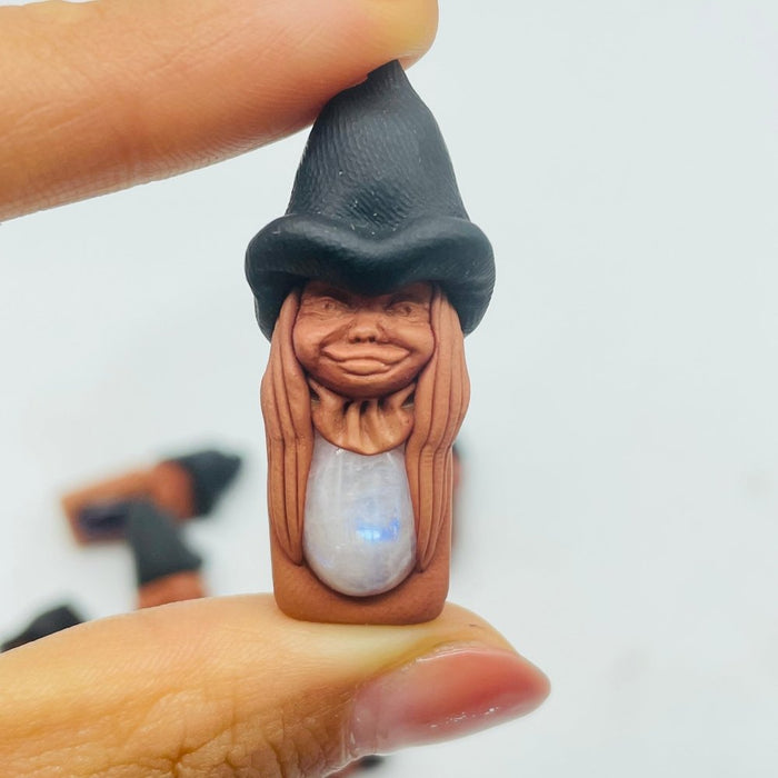 Handmade Clay Witch Pendant Wholesale Labradorite Amethyst Agate