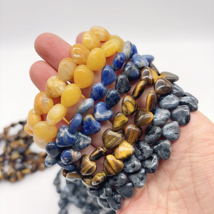 Heart Bracelet Crystal Wholesale Tiger Eye Sodalite Larvikite Yellow Agate