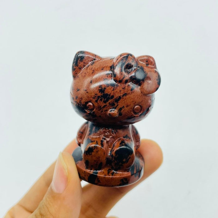 Hello Kitty Carving Red Obsidian Wholesale